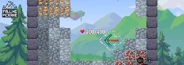 Eisen und Diamant Spitzhacke in Falling Pickaxe